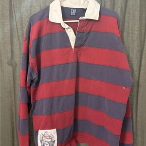 トップス 90s OLD GAP stripes rugby shirts Vintage 90s Gap Vertical Stripes Rugby Shirt - Fits L